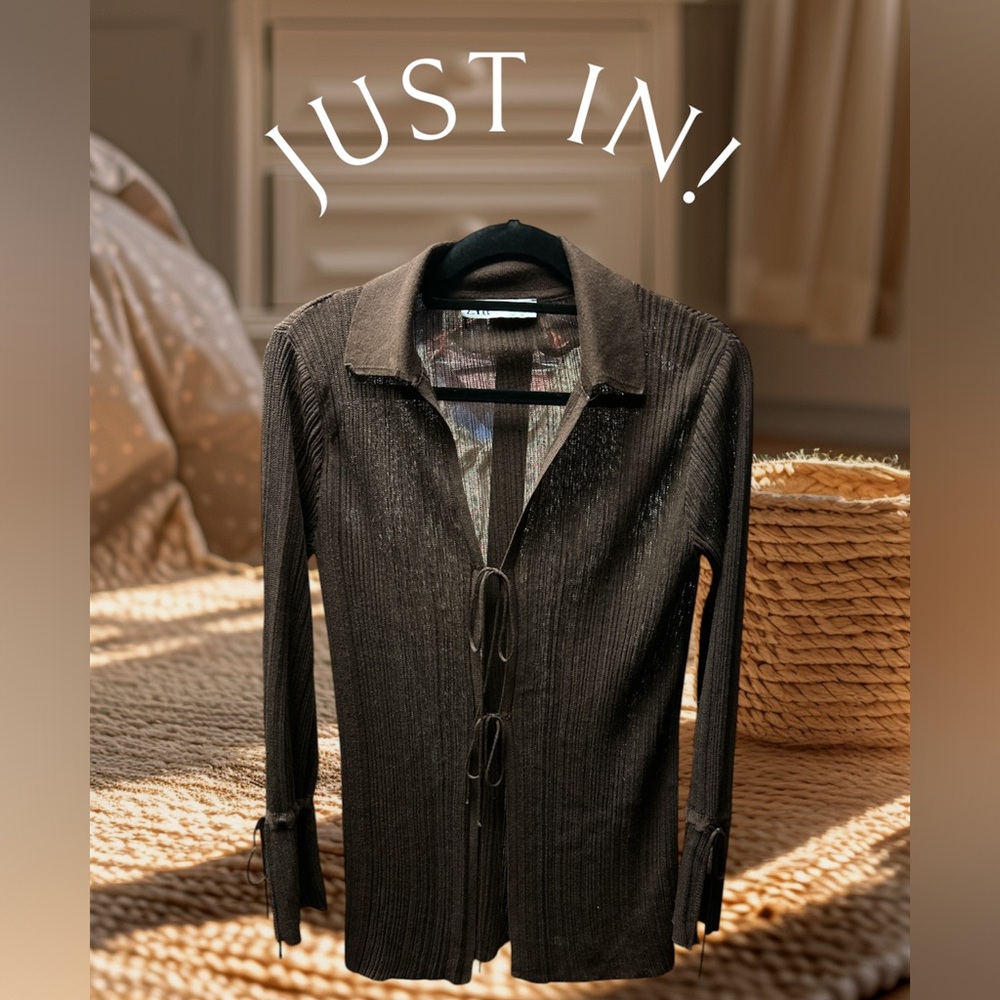 Zara dark brown Ribbed Cardigan
